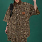 American retro leopard print short-sleeved shirt