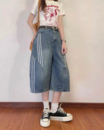 Vintage Washed Cropped Denim Shorts