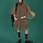 American retro leopard print short-sleeved shirt