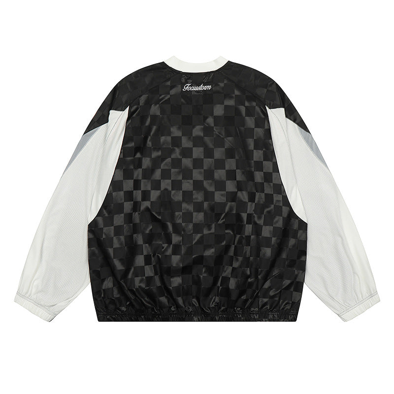 復古拼接寬鬆長袖