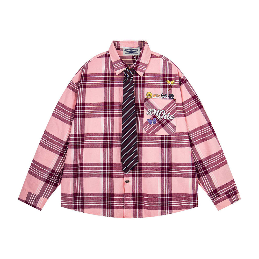 엿보는 강아지 긴팔 셔츠