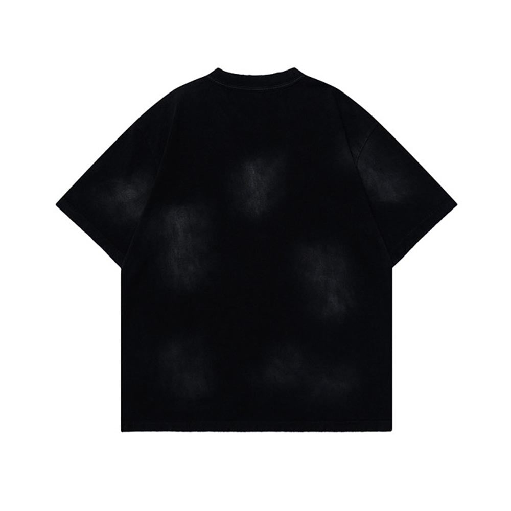 레트로 콘트라스트 프린트 반소매