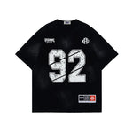 레트로 콘트라스트 프린트 반소매