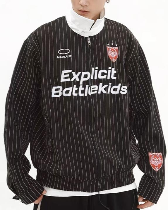 Retro sports contrast striped jacket
