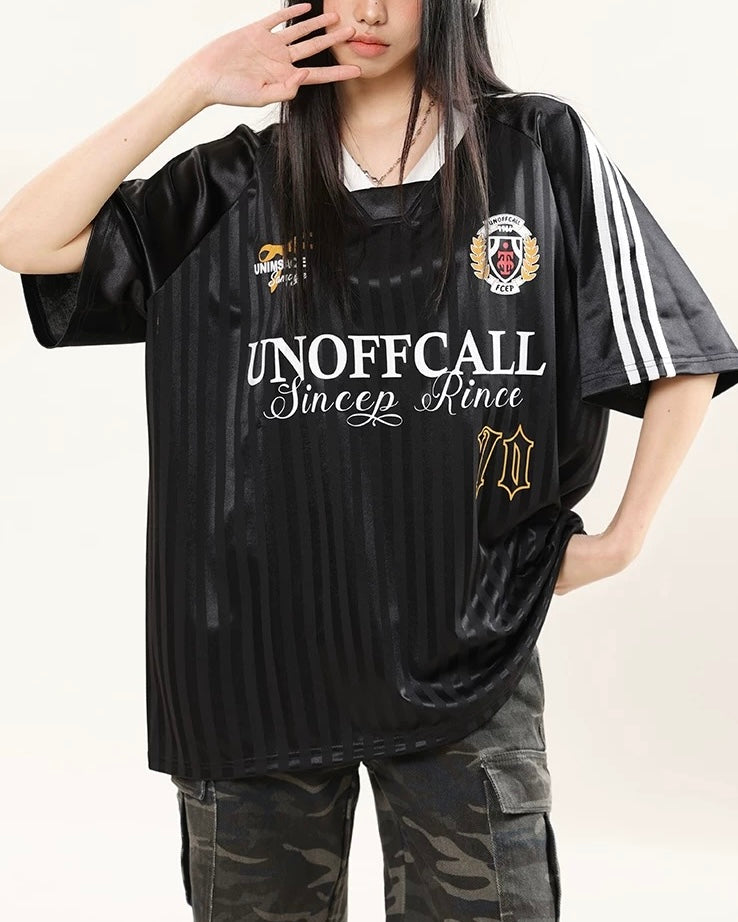 Letter print striped short sleeves