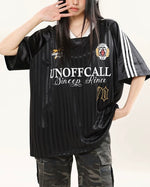 Letter print striped short sleeves