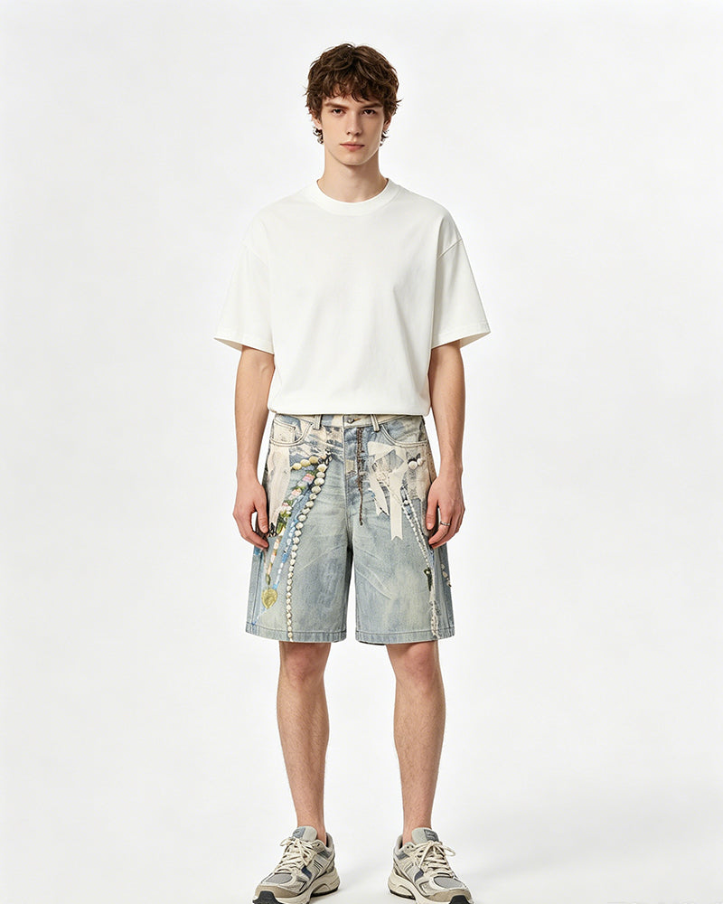 Distressed washed versatile shorts