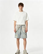Distressed washed versatile shorts