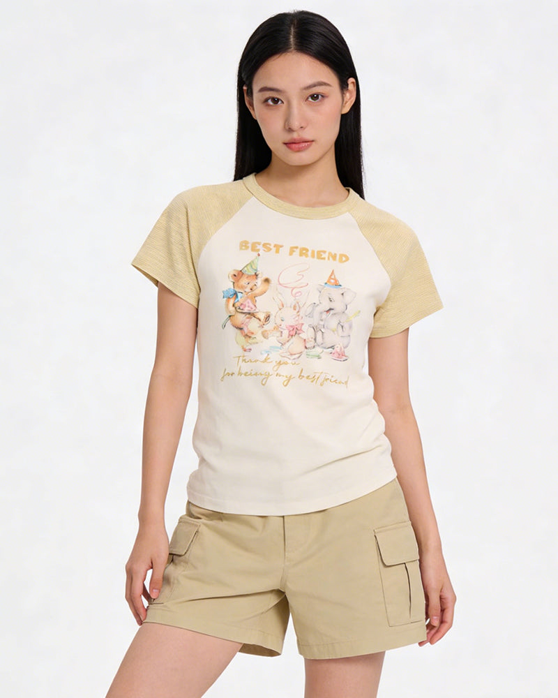 Retro contrast short sleeves