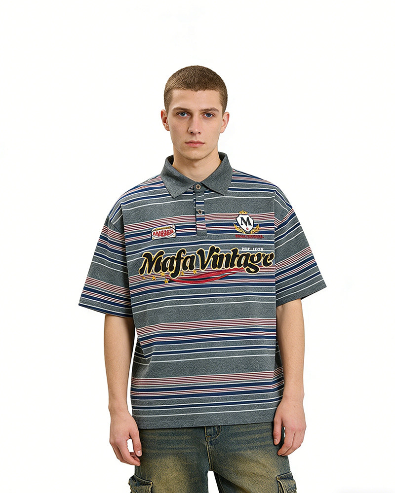 復古字母刺綉短袖