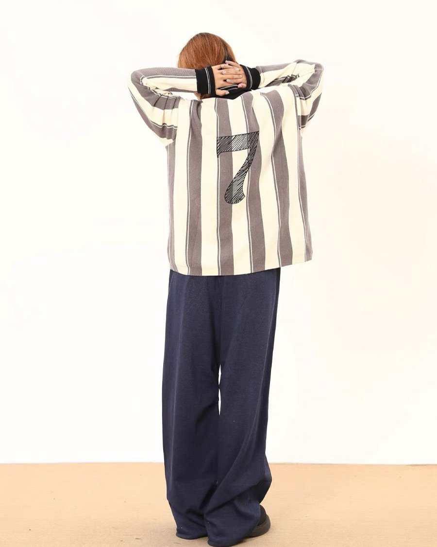 復古撞色條紋毛衣