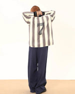 復古撞色條紋毛衣