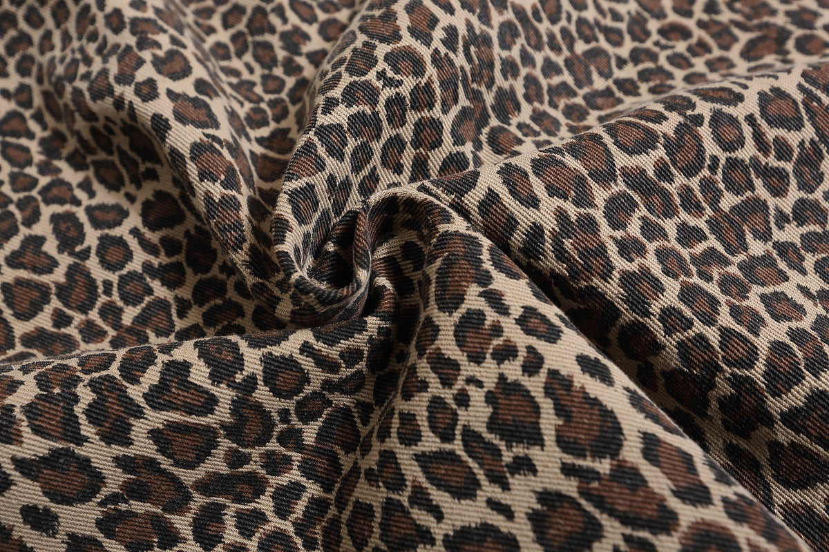 American retro leopard print short-sleeved shirt