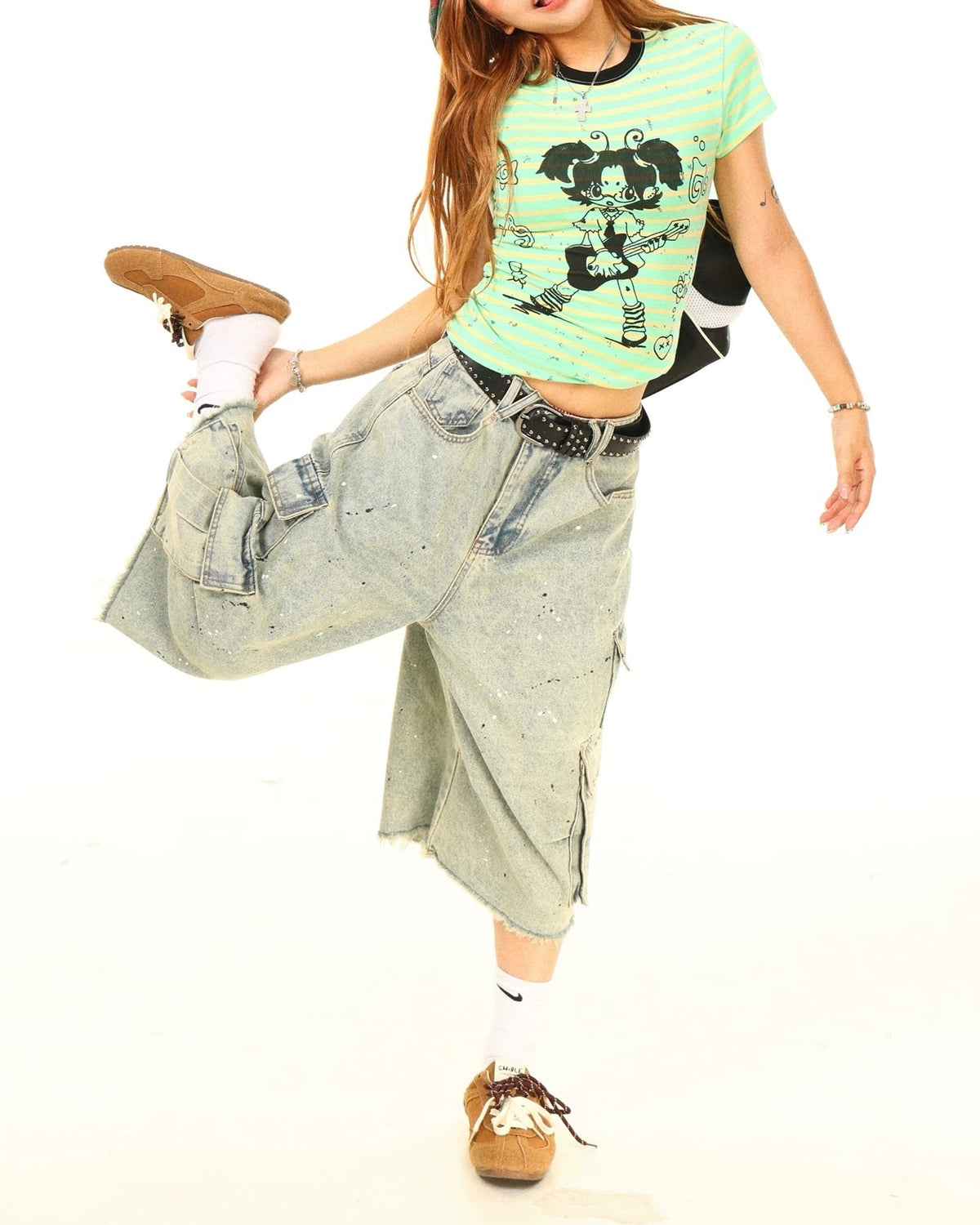 Distressed washed shorts