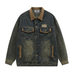 Retro washed distressed denim jacket