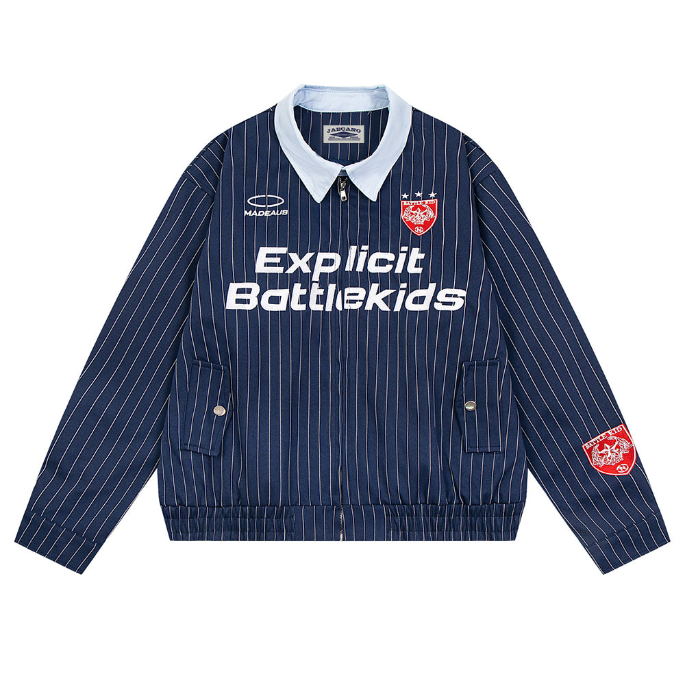 Retro sports contrast striped jacket