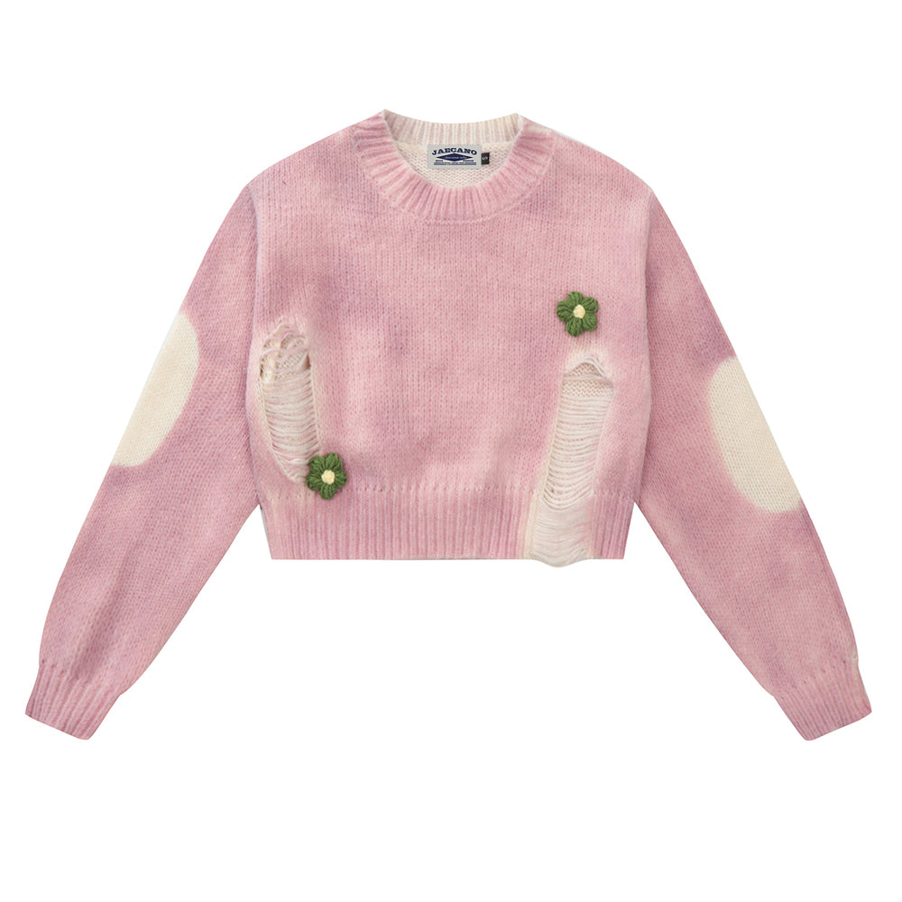 休閑刺綉水洗短款毛衣(女款)