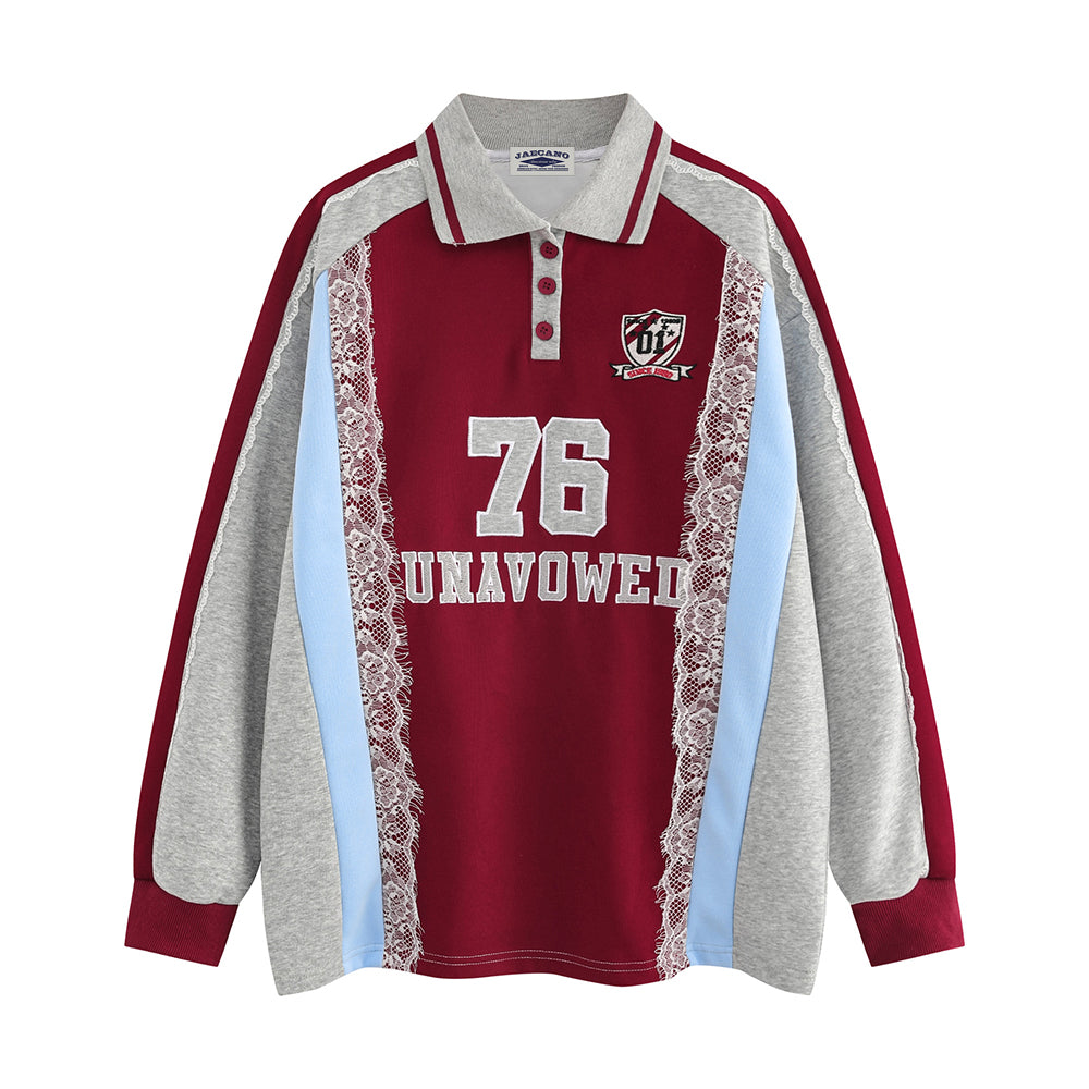 復古刺綉翻領長袖