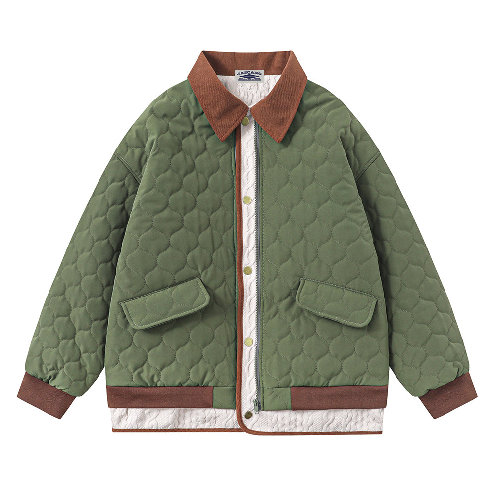 레트로 콘트라스트 컬러 패치워크 코튼 재킷