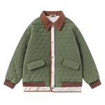 레트로 콘트라스트 컬러 패치워크 코튼 재킷