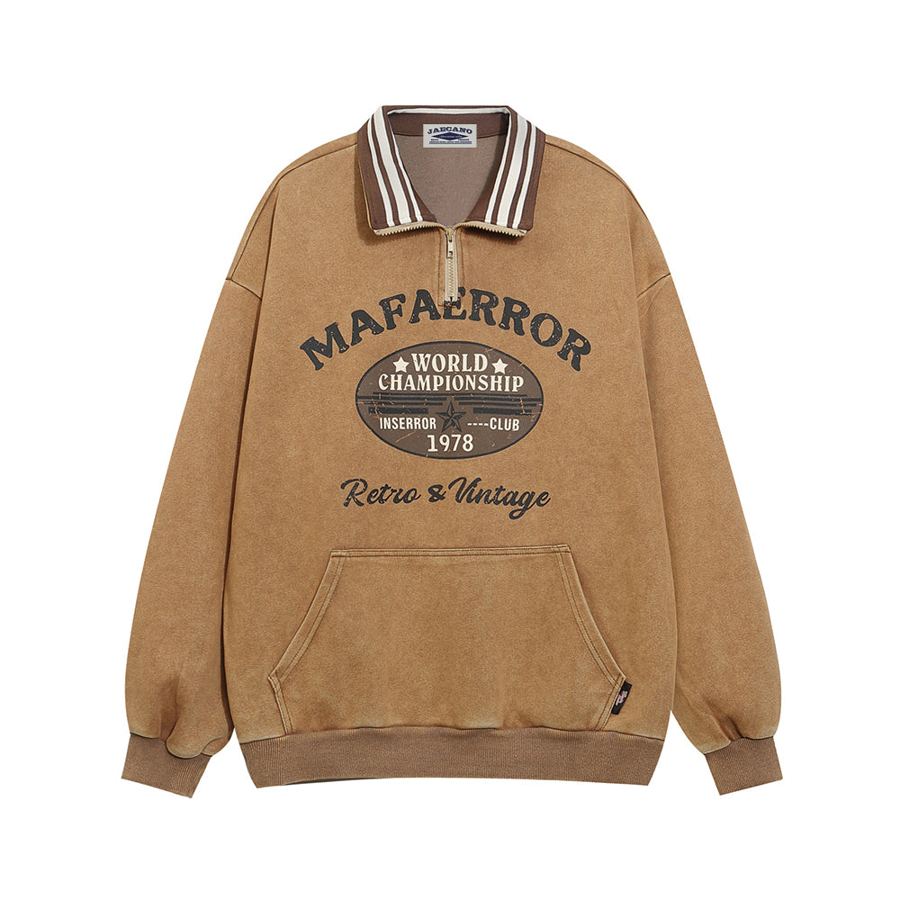 레트로 디스트레스드 폴로 스웨트셔츠