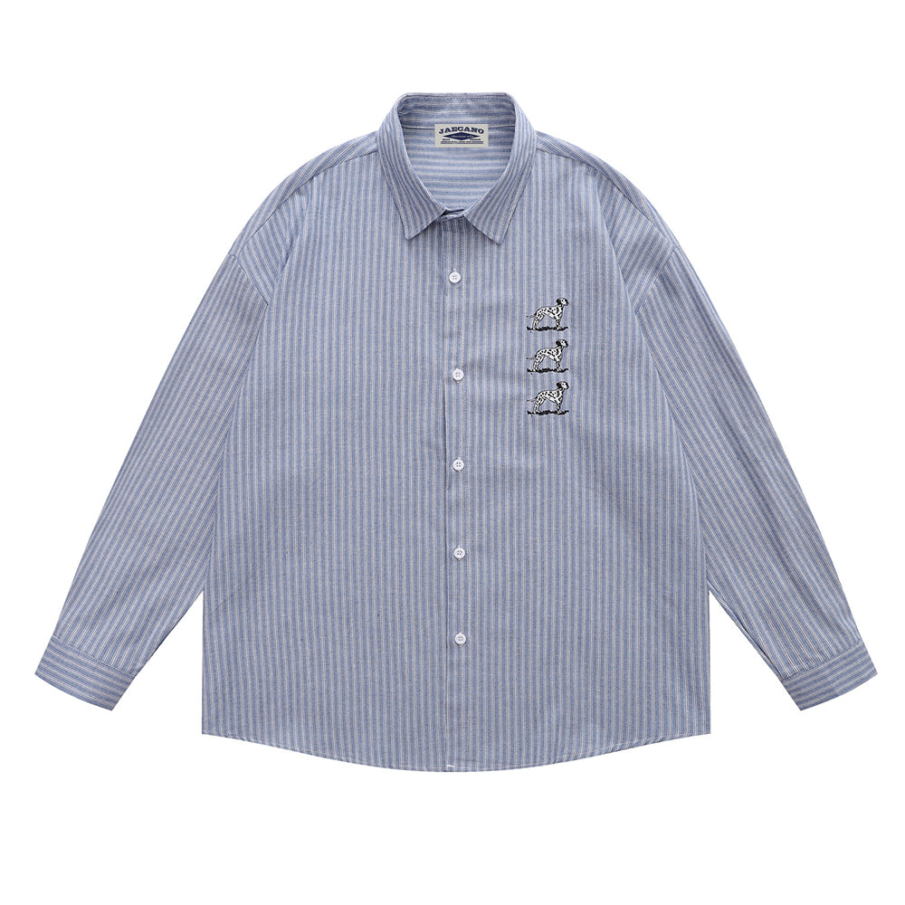 復古趣味斑點狗長袖襯衫