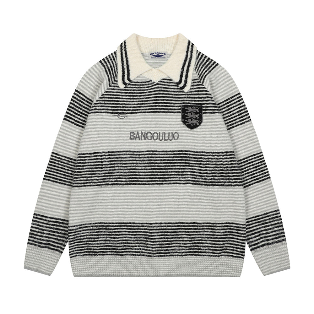 retro striped polo sweater