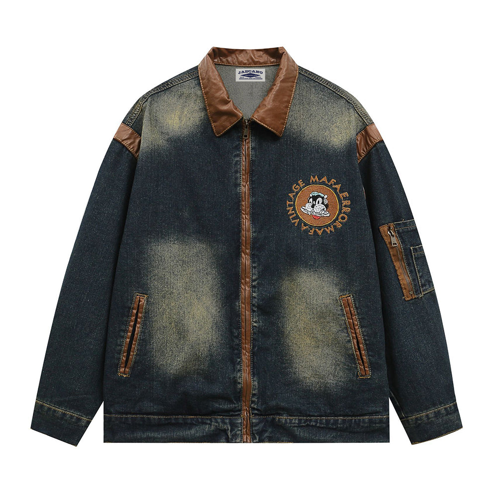 cartoon embroidered denim jacket