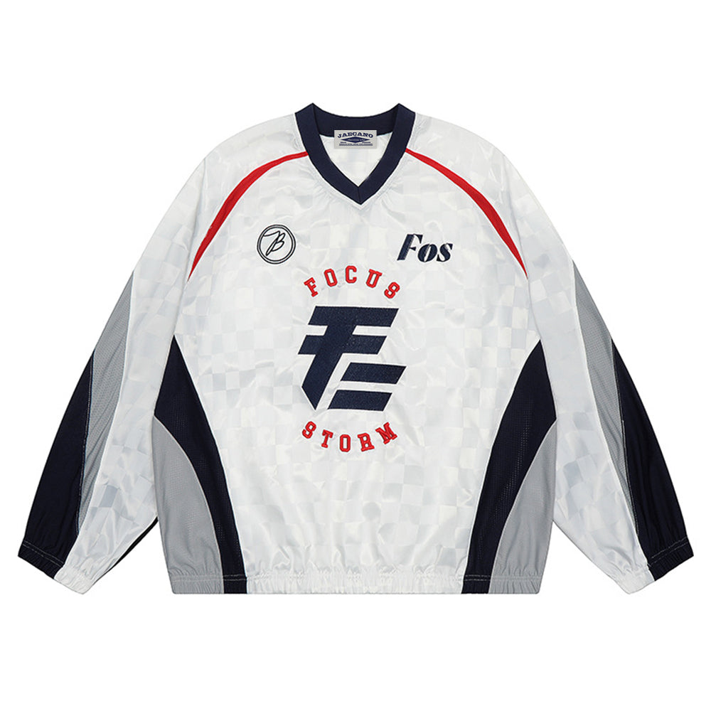 復古拼接寬鬆長袖