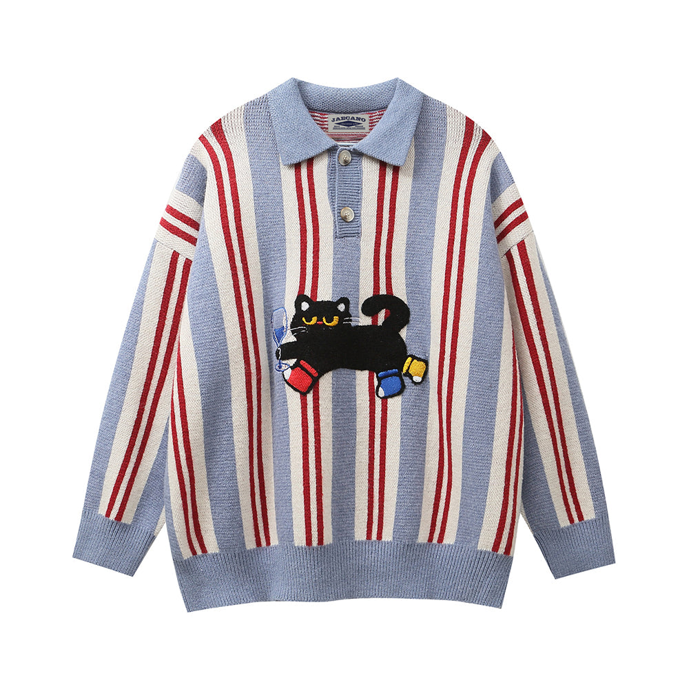 Fun cat lapel sweater