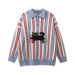 Fun cat lapel sweater