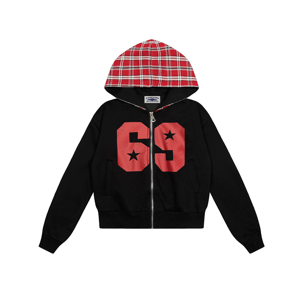 Retro hooded sweatshirt jacket