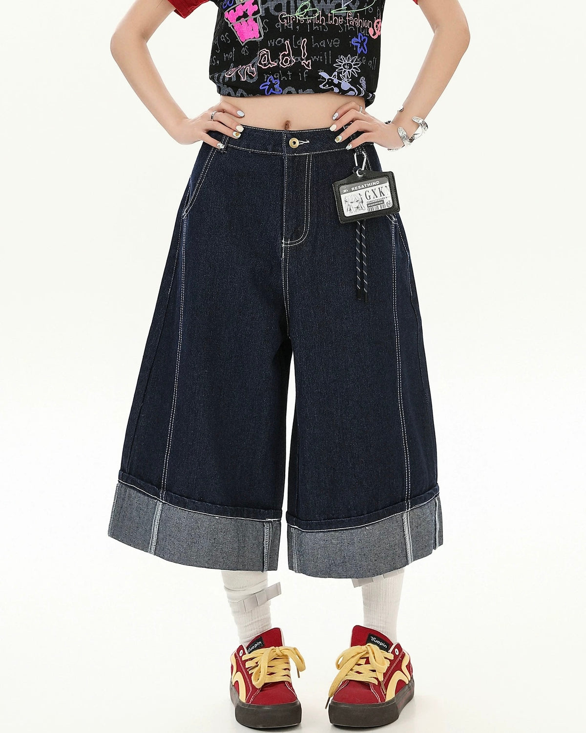 休閑復古牛仔五分短褲