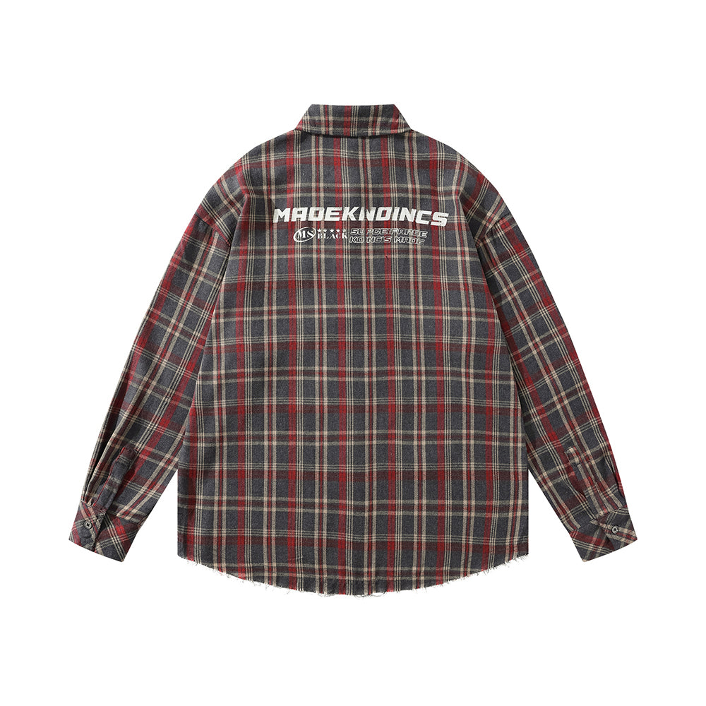 Plaid casual long-sleeved shirt
