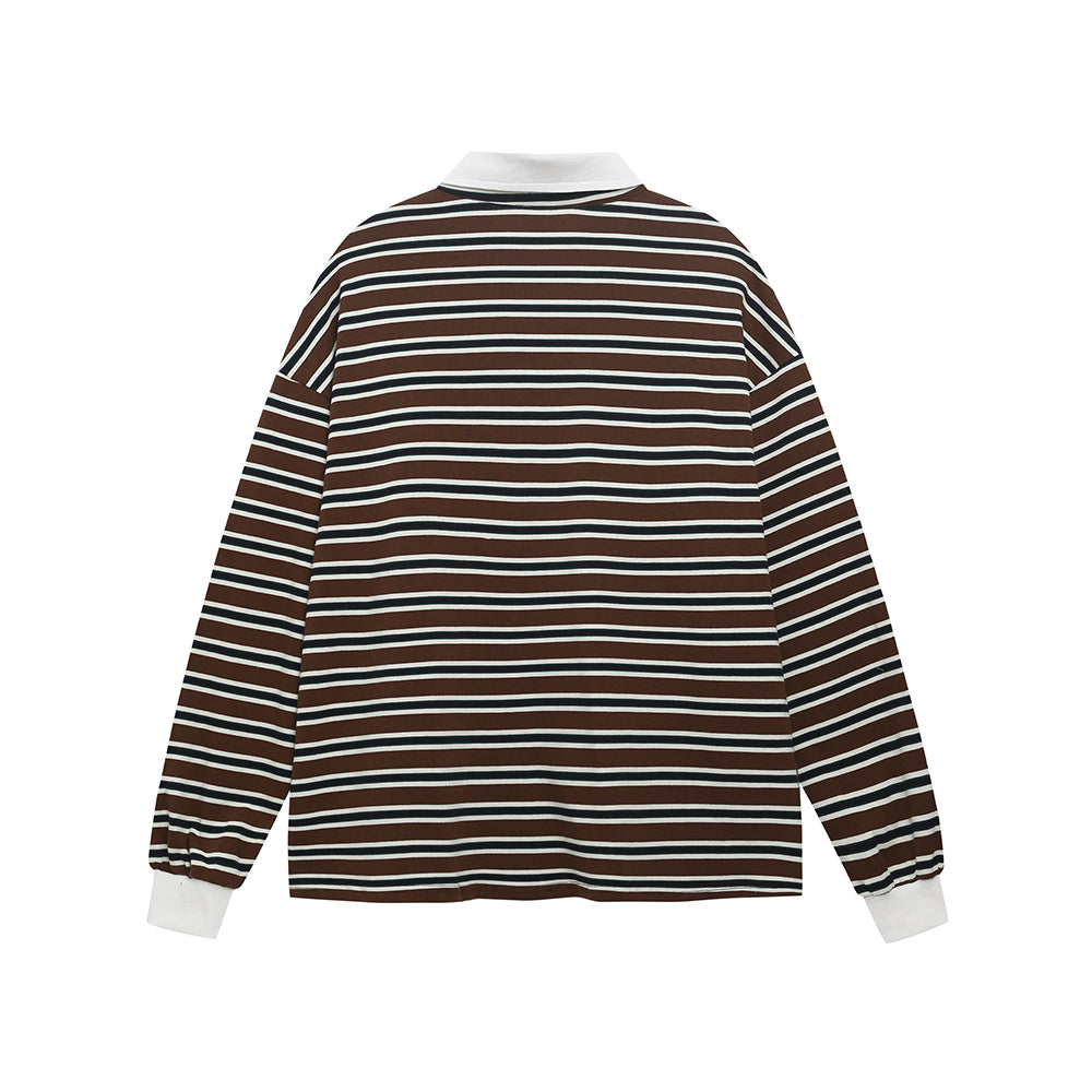 Embroidered contrast striped long sleeves