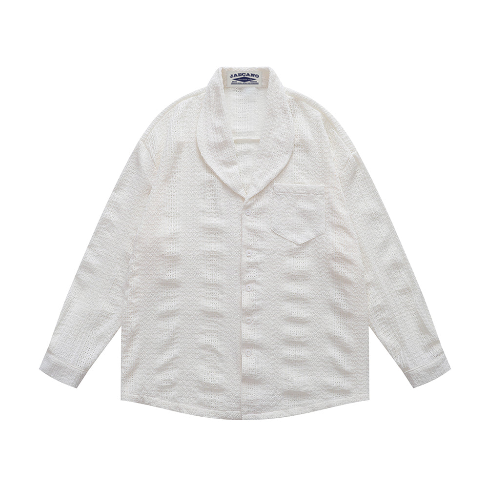 休閑情侶長袖襯衫