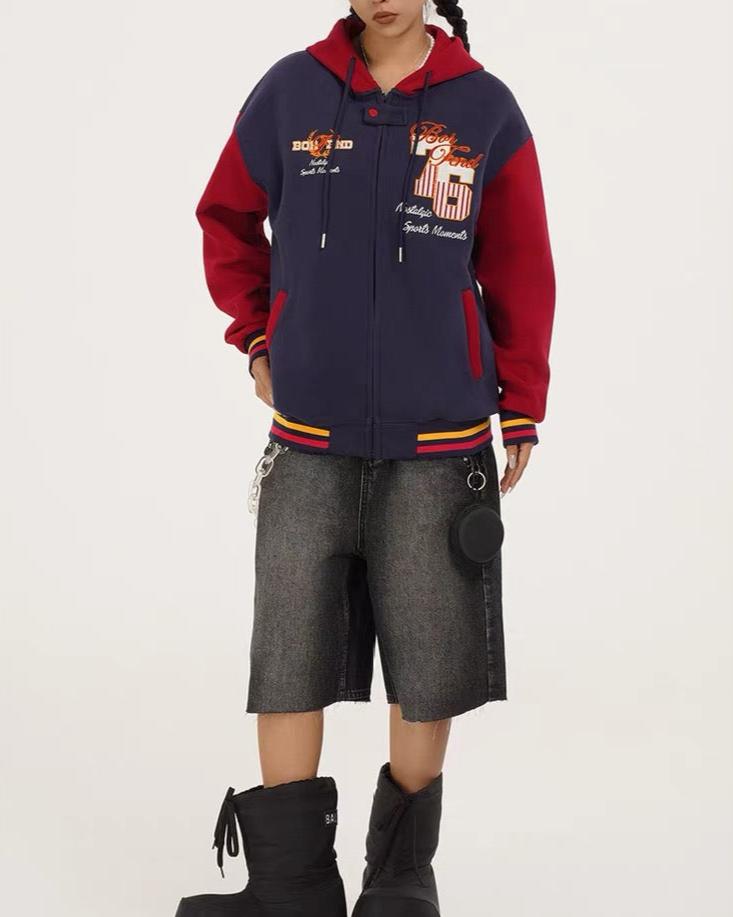 Retro hooded baseball uniform