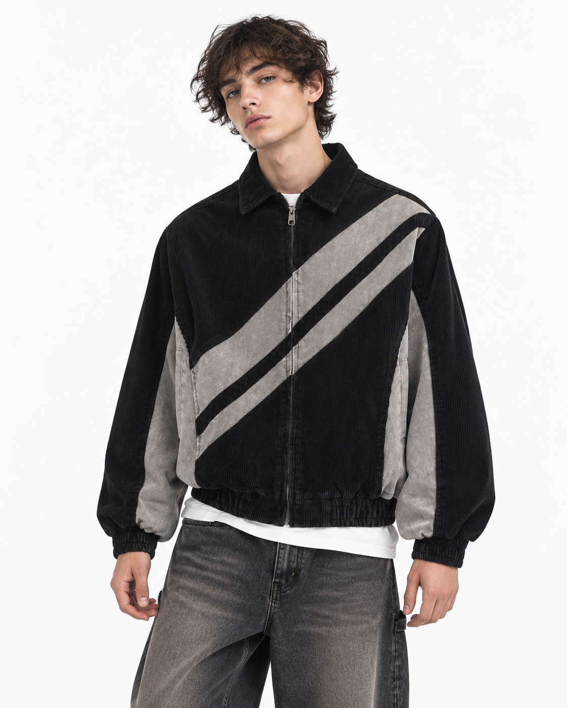 Contrast color patchwork casual jacket