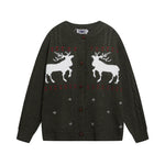 復古麋鹿提花開衫