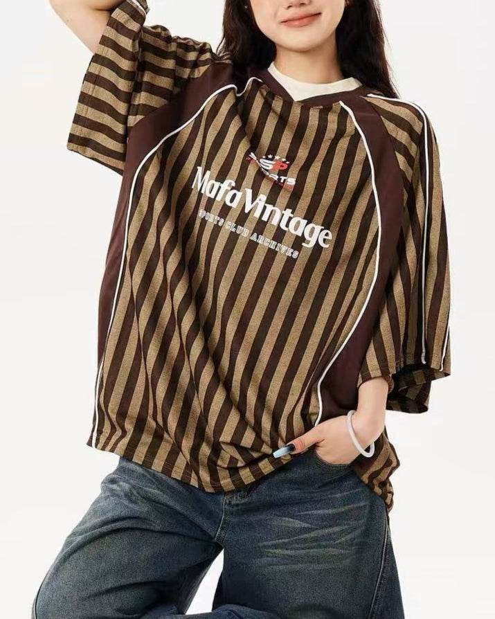 Striped casual short sleeves