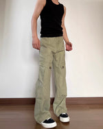 Vintage denim patchwork trousers