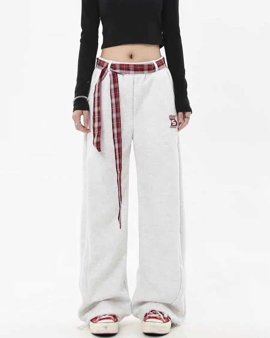 Vintage long belted casual trousers