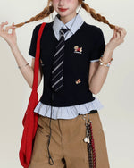 American style fake two-piece short sleeves (women's)