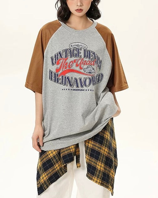 대비색 크루넥 반팔