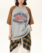 대비색 크루넥 반팔