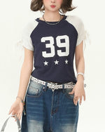 레트로 콘트라스트 반소매