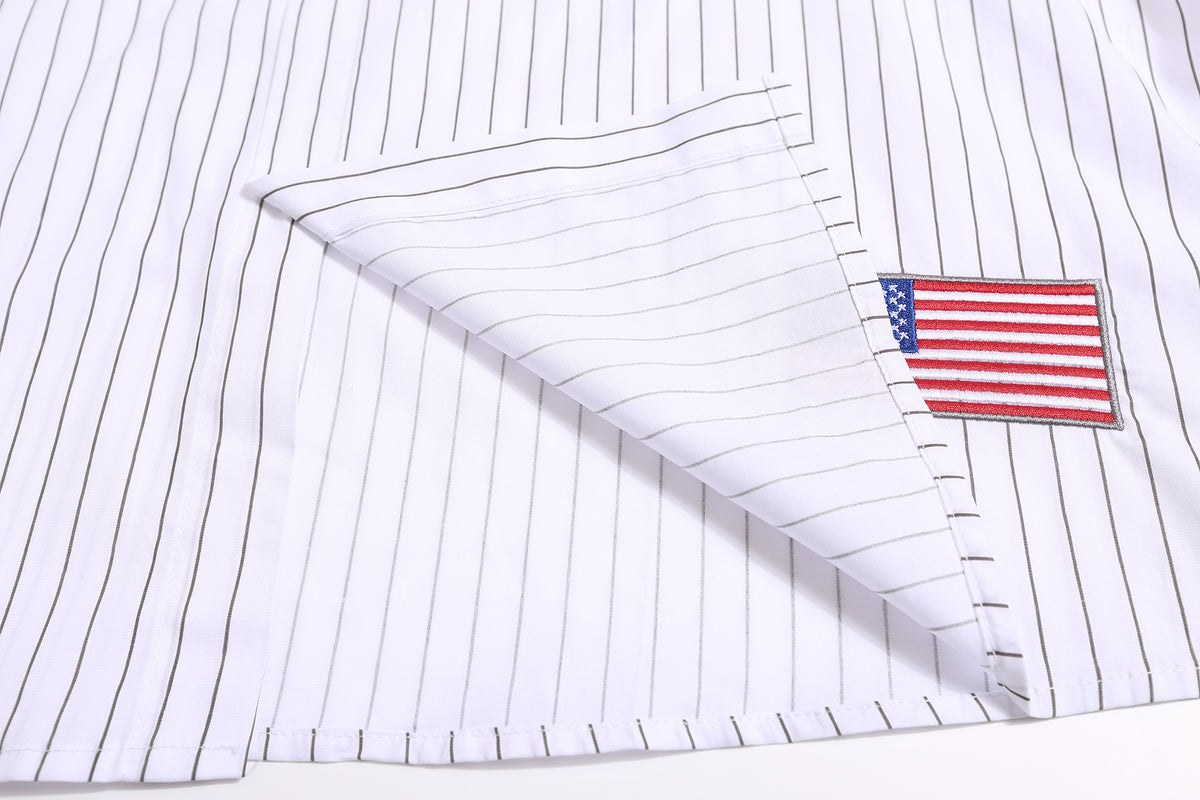 American retro vertical striped baseball shirt