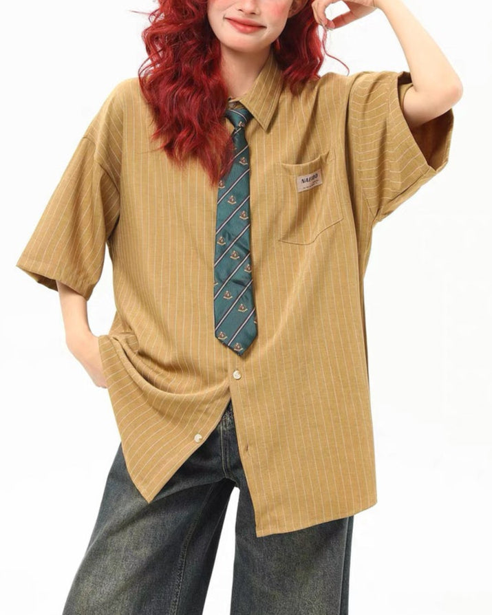 Striped short-sleeved shirt