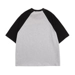 아메리칸 레트로 컬러 블록 래글런 반팔