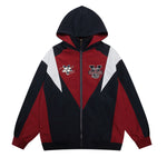 retro color block hooded jacket